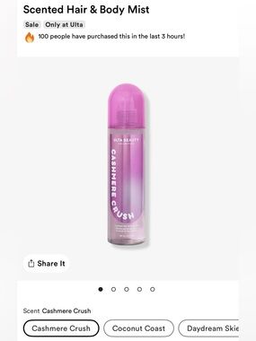 Ulta Beauty Cashmere Crush Hair & Body Mist - Pink Gradient Bottle
